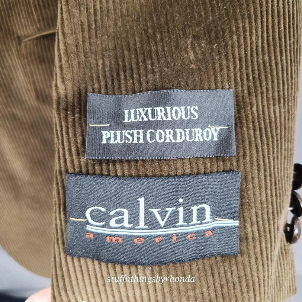 Vintage New With Tags Calvin‎ America Men's Brown Corduroy Blazer Sport Coat 40S